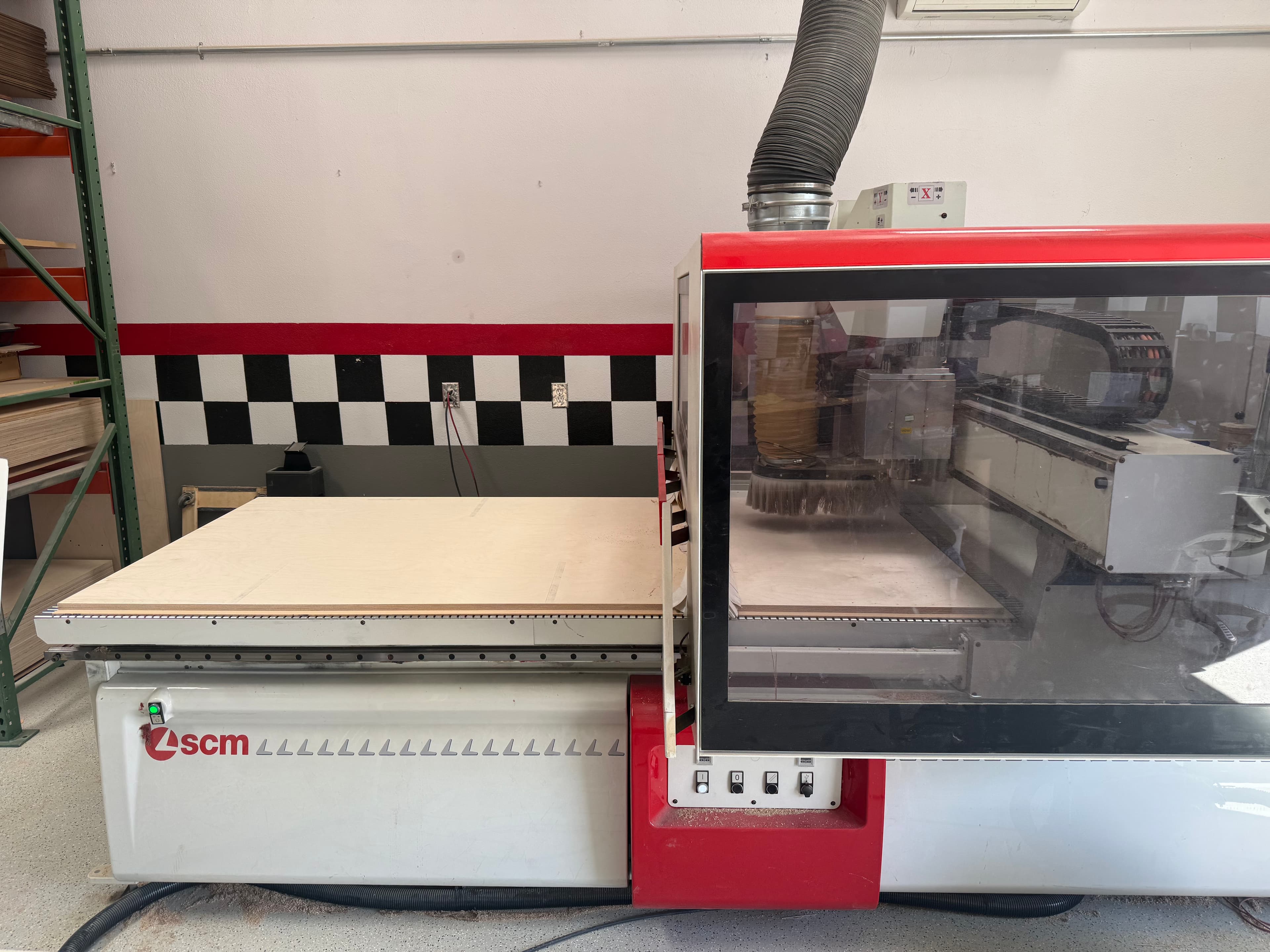 SCM CNC machine cutting Baltic birch plywood panels